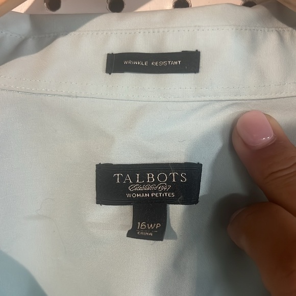 Talbots wrinkle free button down, Mint green, 16 WP - Picture 2 of 3